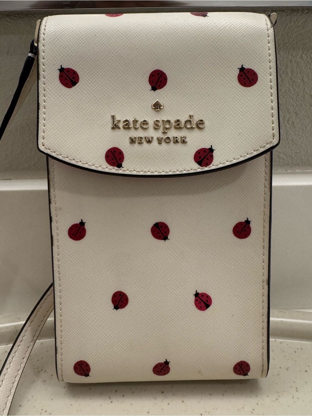 kate spade New York Ladybug Print Cream Crossbody Phone Bag
